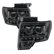 Carregar imagem no visualizador da galeria, Xtune Ford F150 09-14 Projector Headlights Halogen Model Only LED Halo Smoked PRO-JH-FF15009-CFB-SM