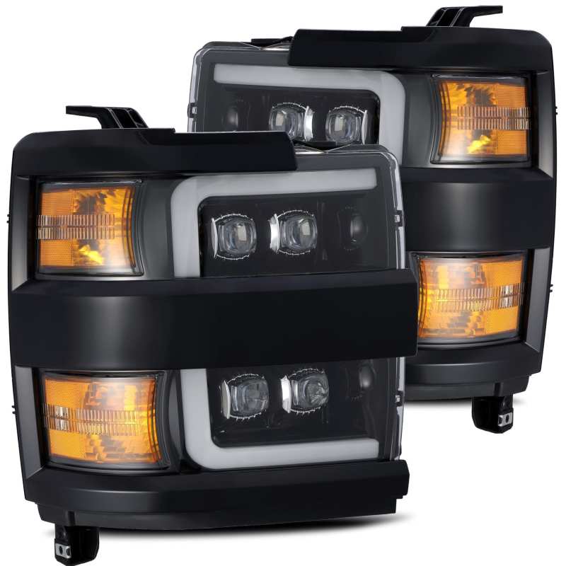 AlphaRex 15-19 Chevy 2500HD NOVA LED Proj Headlights Plank Style Gloss Black w/Activ Light/DRL