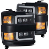 AlphaRex 15-19 Chevy 2500HD NOVA LED Proj Headlights Plank Style Gloss Black w/Activ Light/DRL