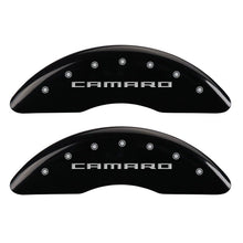Carregar imagem no visualizador da galeria, MGP 4 Caliper Covers Engraved Front &amp; Rear Gen 5/Camaro Black finish silver ch