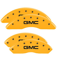 Carregar imagem no visualizador da galeria, MGP 4 Caliper Covers Engraved Front &amp; Rear GMC Yellow finish black ch
