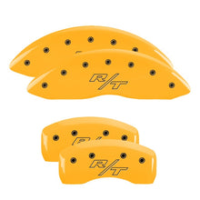Carregar imagem no visualizador da galeria, MGP 4 Caliper Covers Engraved Front &amp; Rear Vintage Style/RT Yellow finish black ch