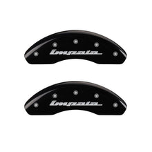 Carregar imagem no visualizador da galeria, MGP 4 Caliper Covers Engraved Front &amp; Rear Impala Black finish silver ch