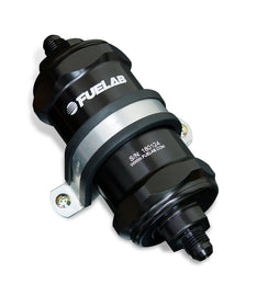 Fuelab 848 In-Line Fuel Filter Standard -10AN In/-6AN Out 40 Micron Stainless w/Check Valve - Black
