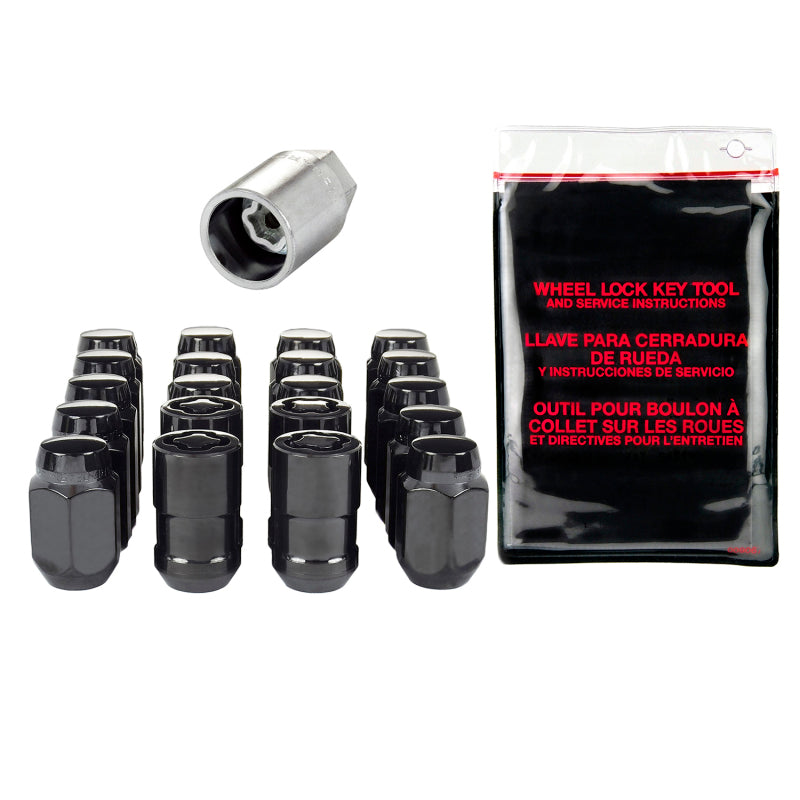 Kit de instalação hexagonal McGard 5 Lug com travas (porca de sede cônica) 1/2-20 / 13/16 hexagonal / 1,5 pol. Comprimento - Preto