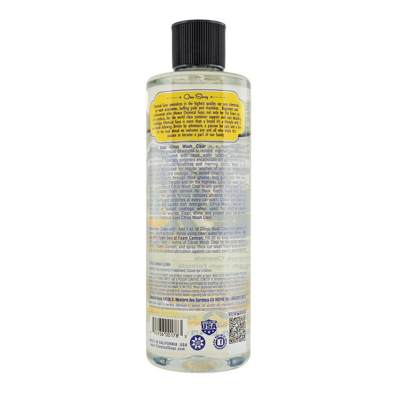Chemical Guys Citrus Wash Clear Hydrophobic Free Rinse Car Wash Soap - 16oz (P6)
