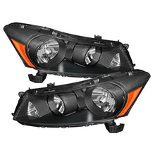 Carregar imagem no visualizador da galeria, Xtune Honda Accord 08-12 4Dr Amber Crystal Headlights Black HD-JH-HA08-AM-BK