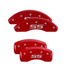 Carregar imagem no visualizador da galeria, MGP 4 Caliper Covers Engraved Front &amp; Rear Monte Carlo style/SS Red finish silver ch