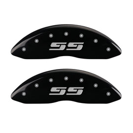 MGP Front set 2 Caliper Covers Engraved Front Silverado style/SS Black finish silver ch
