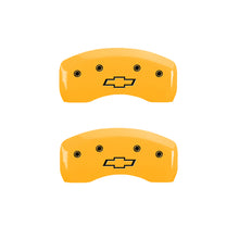 Load image into Gallery viewer, MGP 4 Caliper Covers Engraved Front &amp; Rear Bowtie Yellow Finish Black Char 2019 Chevrolet Equinox