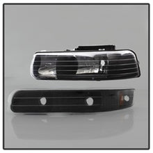 Carregar imagem no visualizador da galeria, Xtune Chevy TahOE 00-06 Amber Crystal Headlights w/ Bumper Lights Black HD-JH-CSIL99-SET-AM-BK