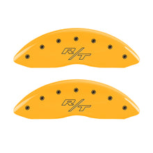 Carregar imagem no visualizador da galeria, MGP 4 Caliper Covers Engraved Front &amp; Rear Vintage Style/RT Yellow finish black ch