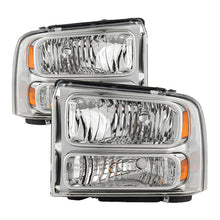Carregar imagem no visualizador da galeria, Xtune Ford F250 F350 F450 Superduty Excursion 99-04 Headlights Chrome HD-JH-FF25099-HA-C