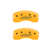 Carregar imagem no visualizador da galeria, MGP 4 Caliper Covers Engraved Front &amp; Rear Impala style/SS Yellow finish black ch