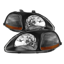 Carregar imagem no visualizador da galeria, Xtune Honda Civic 96-98 Amber Crystal Headlights Black HD-JH-HC96-AM-BK