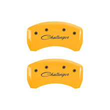 Load image into Gallery viewer, MGP 4 Caliper Covers Engraved F &amp; R Cursive/Challenger Yellow Finish Black Char 2006 Dodge Charger