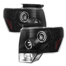 Carregar imagem no visualizador da galeria, Xtune Ford F150 09-14 Projector Headlights Halogen Model Only LED Halo Black PRO-JH-F15009-LED-BK