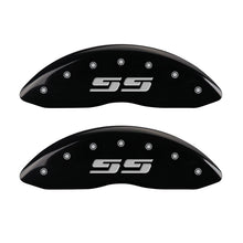 Carregar imagem no visualizador da galeria, MGP 2 Caliper Covers Eng Front Silverado SS Blk Finish Sil Char 2008 Chevy Silverado 1500