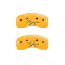 Carregar imagem no visualizador da galeria, MGP 4 Caliper Covers Engraved Front &amp; Rear Vintage Style/RT Yellow finish black ch