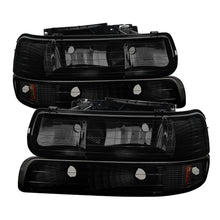 Carregar imagem no visualizador da galeria, Xtune Chevy TahOE 00-06 Amber Crystal Headlights w/ Bumper Lights Black Smoke HD-JH-CSIL99-SET-BSM