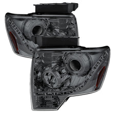 Carregar imagem no visualizador da galeria, Xtune Ford F150 09-14 Projector Headlights Halogen Model Only LED Halo Smoke PRO-JH-F15009-LED-SM
