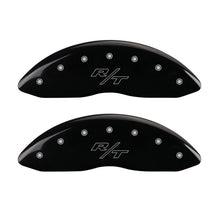 Carregar imagem no visualizador da galeria, MGP 4 Caliper Covers Engraved Front &amp; Rear Vintage Style/RT Black finish silver ch
