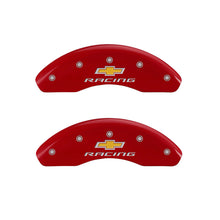 Carregar imagem no visualizador da galeria, MGP 4 Caliper Covers Engraved Front &amp; Rear Chevy racing Yellow finish black ch