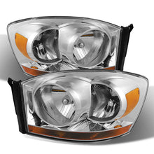 Carregar imagem no visualizador da galeria, Xtune Dodge Ram 06-08 w/ Chrome Bezel &amp; Amber Bar Headlights Chrome HD-JH-DRAM06-AM-C
