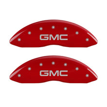 Carregar imagem no visualizador da galeria, MGP 2 Caliper Covers Engraved Front GMC Red Finish Silver Characters 2008 GMC Canyon