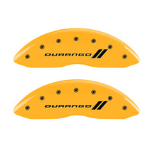 Load image into Gallery viewer, MGP 4 Caliper Covers Engraved F &amp; R w/ Stripes/Durango Yellow Finish Black Char 2007 Dodge Durango