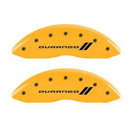 MGP 4 Caliper Covers Engraved F & R w/ Stripes/Durango Yellow Finish Black Char 2007 Dodge Durango
