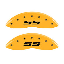 Carregar imagem no visualizador da galeria, MGP 2 Caliper Covers Engraved Silverado SS Yellow Finish Blk Char 05 Chevy Silverado 1500