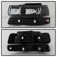 Carregar imagem no visualizador da galeria, Xtune Chevy TahOE 00-06 Amber Crystal Headlights w/ Bumper Lights Black HD-JH-CSIL99-SET-AM-BK