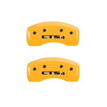 Load image into Gallery viewer, MGP 4 Caliper Covers Engraved Front Cadillac Rear CTS4 Yellow Finish Black Char 2005 Cadillac CTS