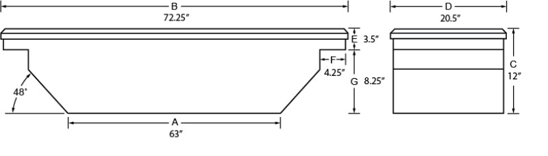 Lund Universal Aluminum Single Lid HD 28 Cross Bed Box - Brite