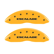 Carregar imagem no visualizador da galeria, MGP 4 Caliper Covers Engraved Fr Escalade Rear EXT Yellow Finish Blk Char 2003 Cadillac Escalade ESV