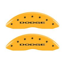 Carregar imagem no visualizador da galeria, MGP Front set 2 Caliper Covers Engraved Front With out stripes/Dodge Yellow finish black ch