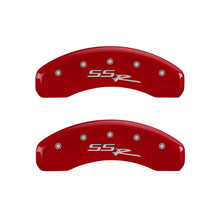 Carregar imagem no visualizador da galeria, MGP 4 Caliper Covers Engraved Front &amp; Rear SSR Red finish silver ch