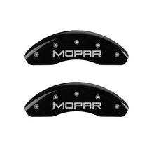 Carregar imagem no visualizador da galeria, MGP 4 Caliper Covers Engraved Front &amp; Rear MOPAR Black finish silver ch