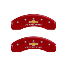 Carregar imagem no visualizador da galeria, MGP 4 Caliper Covers Engraved Front &amp; Rear Chevy racing Red finish silver ch