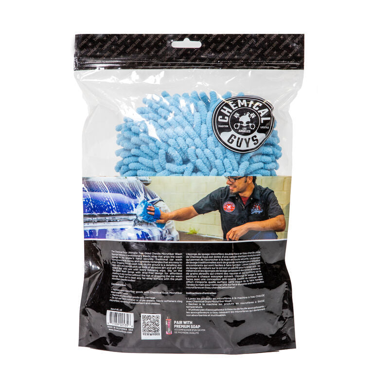 Chemical Guys Ultimate Two Sided Chenille Microfiber Wash Sponge - Blue (P12)