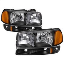 Carregar imagem no visualizador da galeria, xTune GMC Sierra 99-06 /Yukon 00-06 Crystal Headlights &amp; Bumper Lights - Black HD-JH-GS99-AM-SET-BK