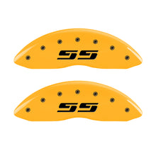 Carregar imagem no visualizador da galeria, MGP 2 Caliper Covers Engraved Silverado SS Yellow Finish Blk Char 05 Chevy Silverado 1500