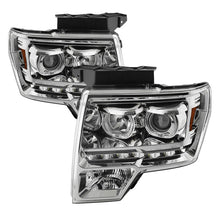 Carregar imagem no visualizador da galeria, Xtune Ford F150 09-14 Projector Headlights Halogen Model Only LED Halo Chrome PRO-JH-FF15009-CFB-C