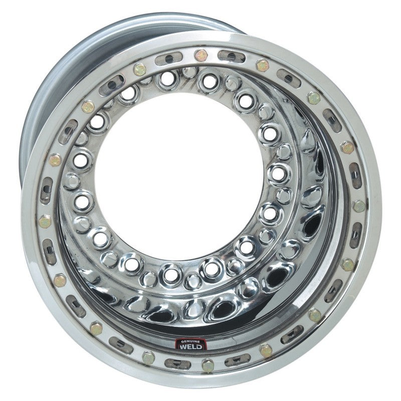 Weld Wide 5 XL Direct MT 15x14 / 5x10.25 BP / 5in. BS Polished Assembly - BL w/6-Dzus Tabs / No Cvr