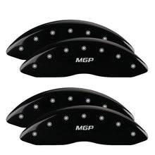 Carregar imagem no visualizador da galeria, MGP 4 Caliper Covers Engraved Front &amp; Rear Silverado style/SS Black finish silver ch