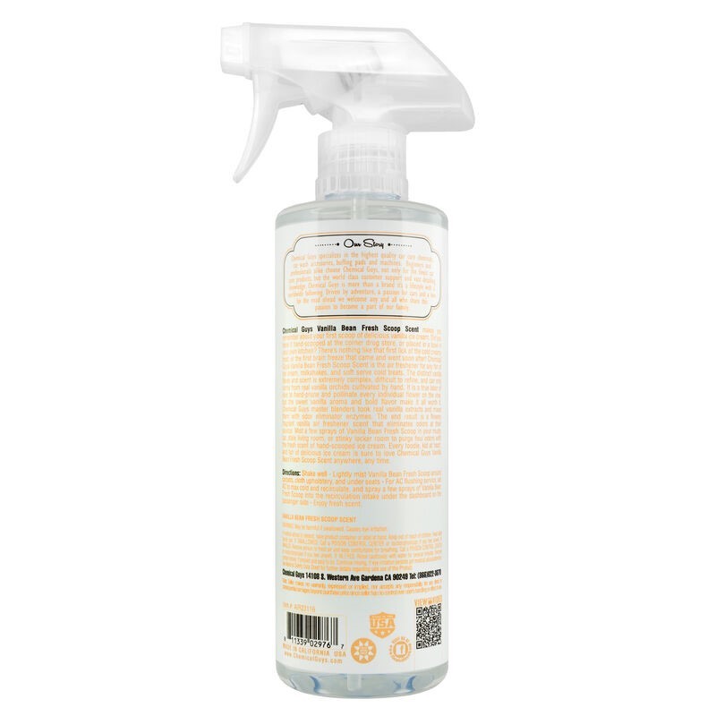 Chemical Guys Vanilla Bean Air Freshener & Odor Eliminator - 16oz (P6)