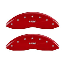 Carregar imagem no visualizador da galeria, MGP Front set 2 Caliper Covers Engraved Front MGP Red finish silver ch