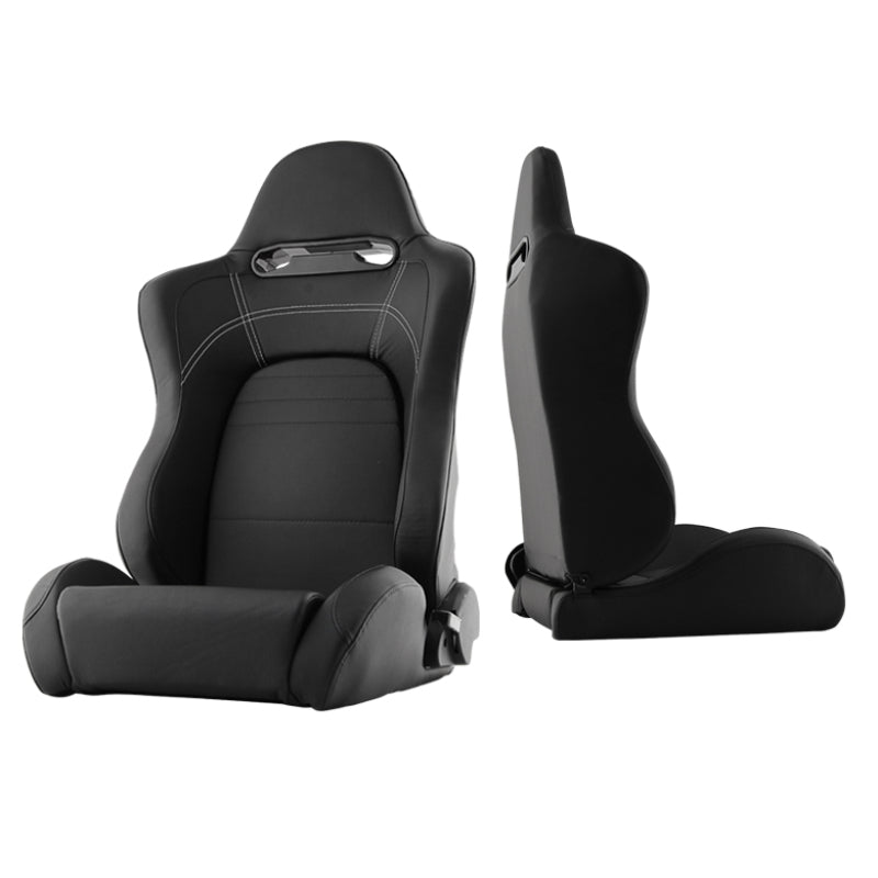Xtune Evo9 Style Racing Seat Pu (Double Slider) Black/Black Driver Side RST-EVO9-01-BK-DR