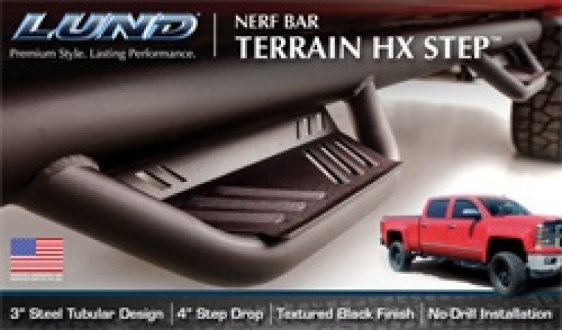 Lund 07-13 Chevy Silverado 1500 Ext. Cab Terrain HX Step Nerf Bars - Black